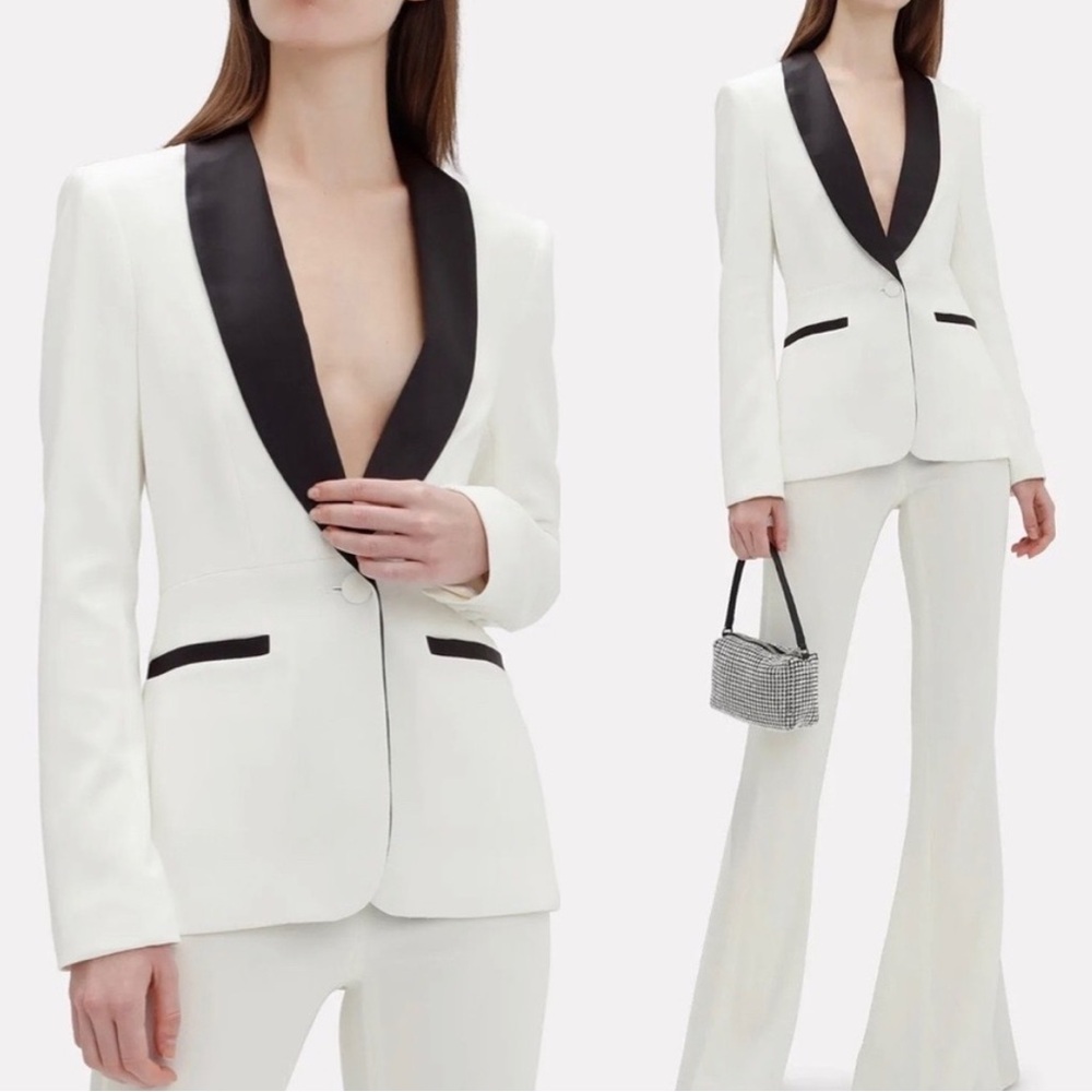 L’Agence satin trim smoking jacket